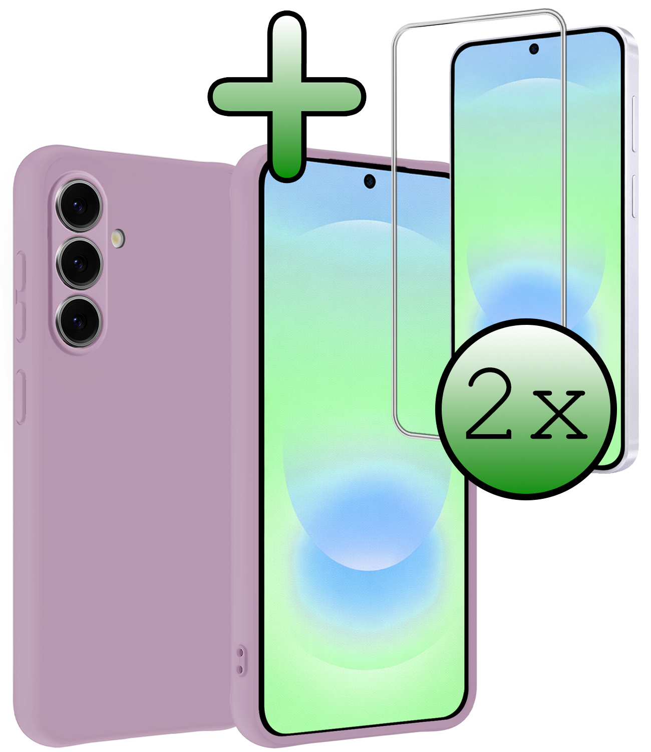 BASEY. BASEY. Samsung Galaxy A37 Hoesje Siliconen Met 2x Screenprotector - Lila