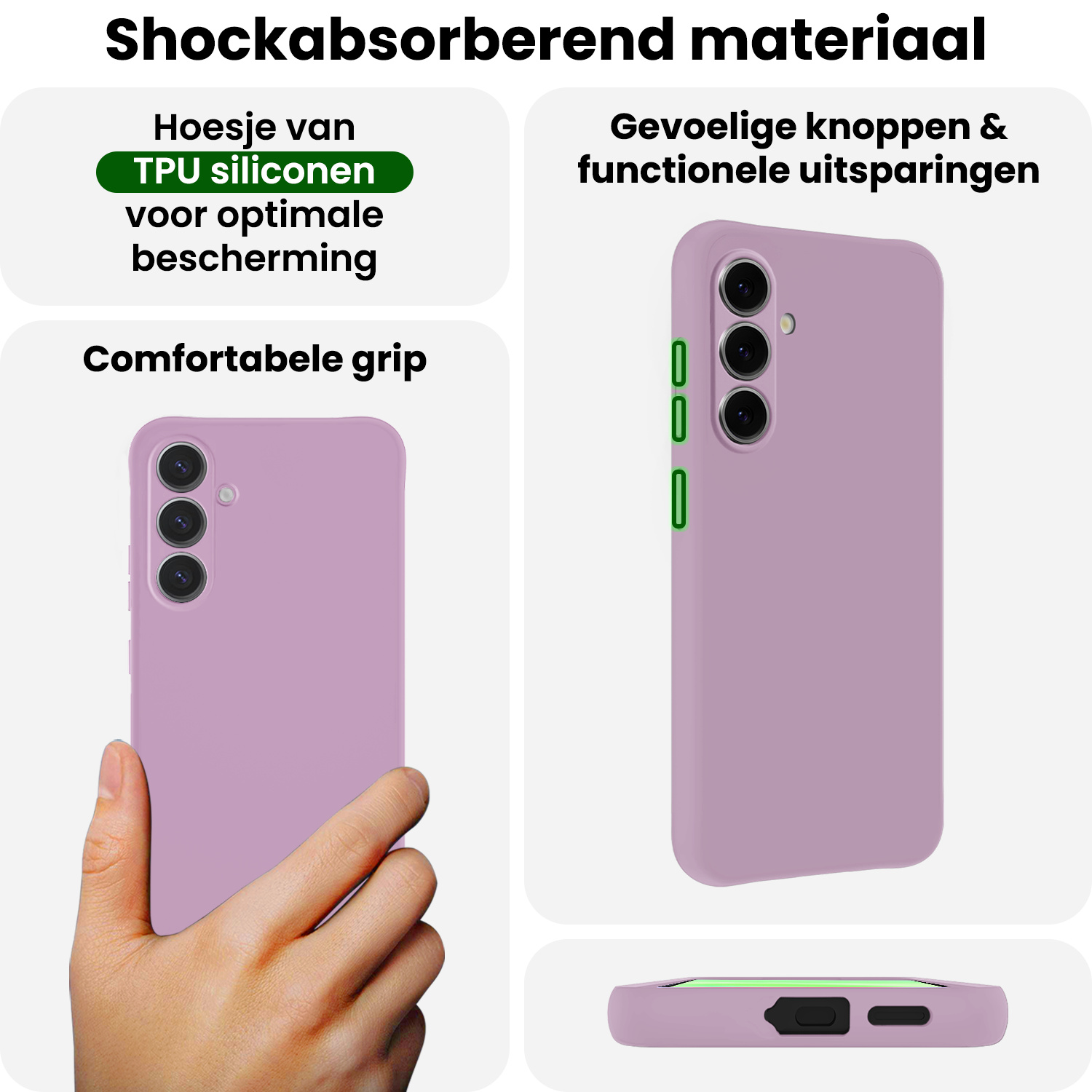 BASEY. BASEY. Samsung Galaxy A37 Hoesje Siliconen Met 2x Screenprotector - Lila