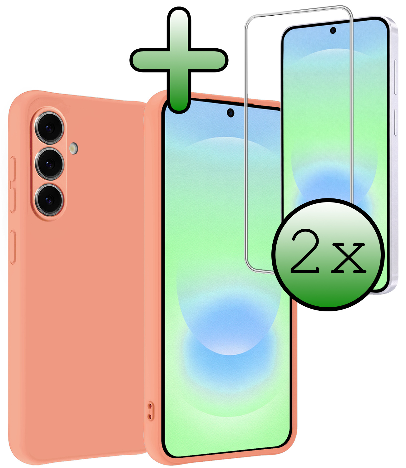 BASEY. BASEY. Samsung Galaxy A37 Hoesje Siliconen Met 2x Screenprotector - Perzik