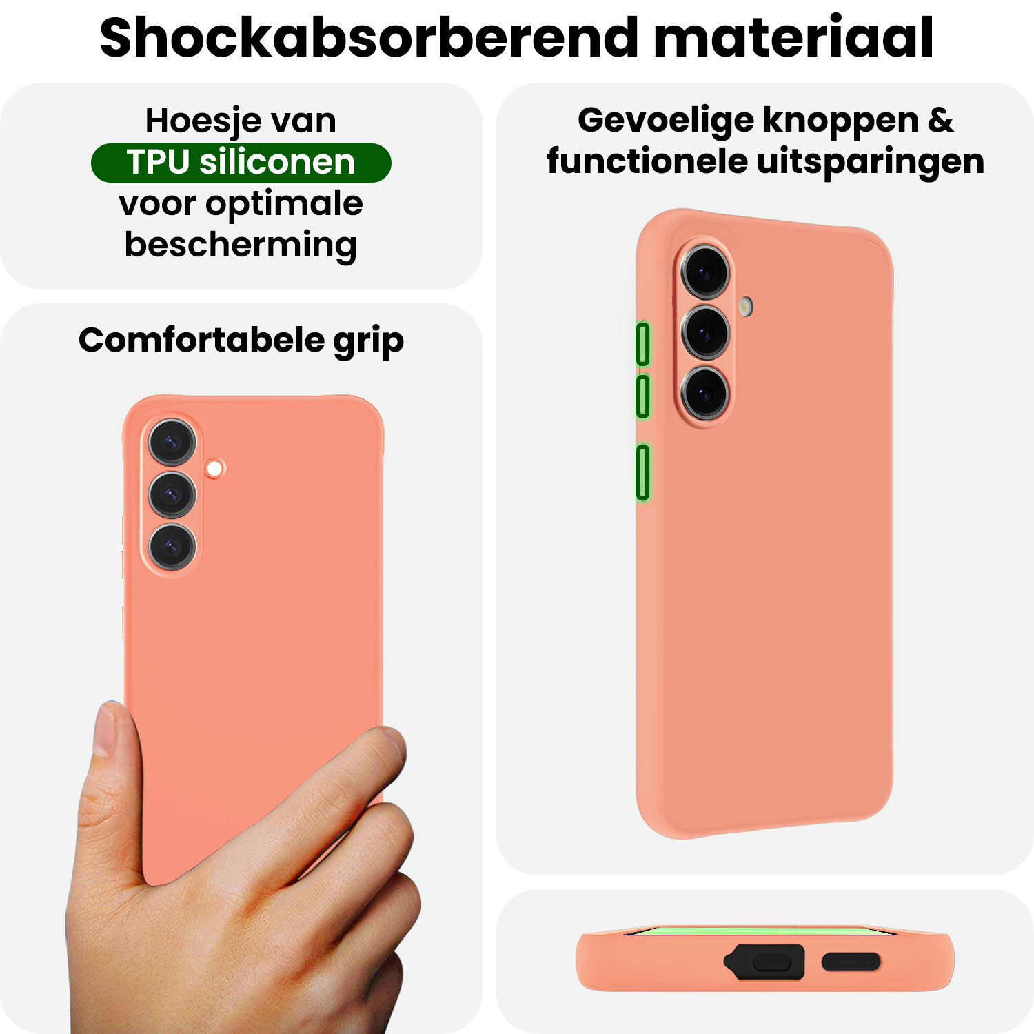 BASEY. BASEY. Samsung Galaxy A37 Hoesje Siliconen Met 2x Screenprotector - Perzik