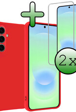 BASEY. BASEY. Samsung Galaxy A37 Hoesje Siliconen Met 2x Screenprotector - Rood