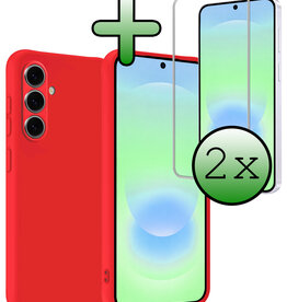 BASEY. BASEY. Samsung Galaxy A37 Hoesje Siliconen Met 2x Screenprotector - Rood