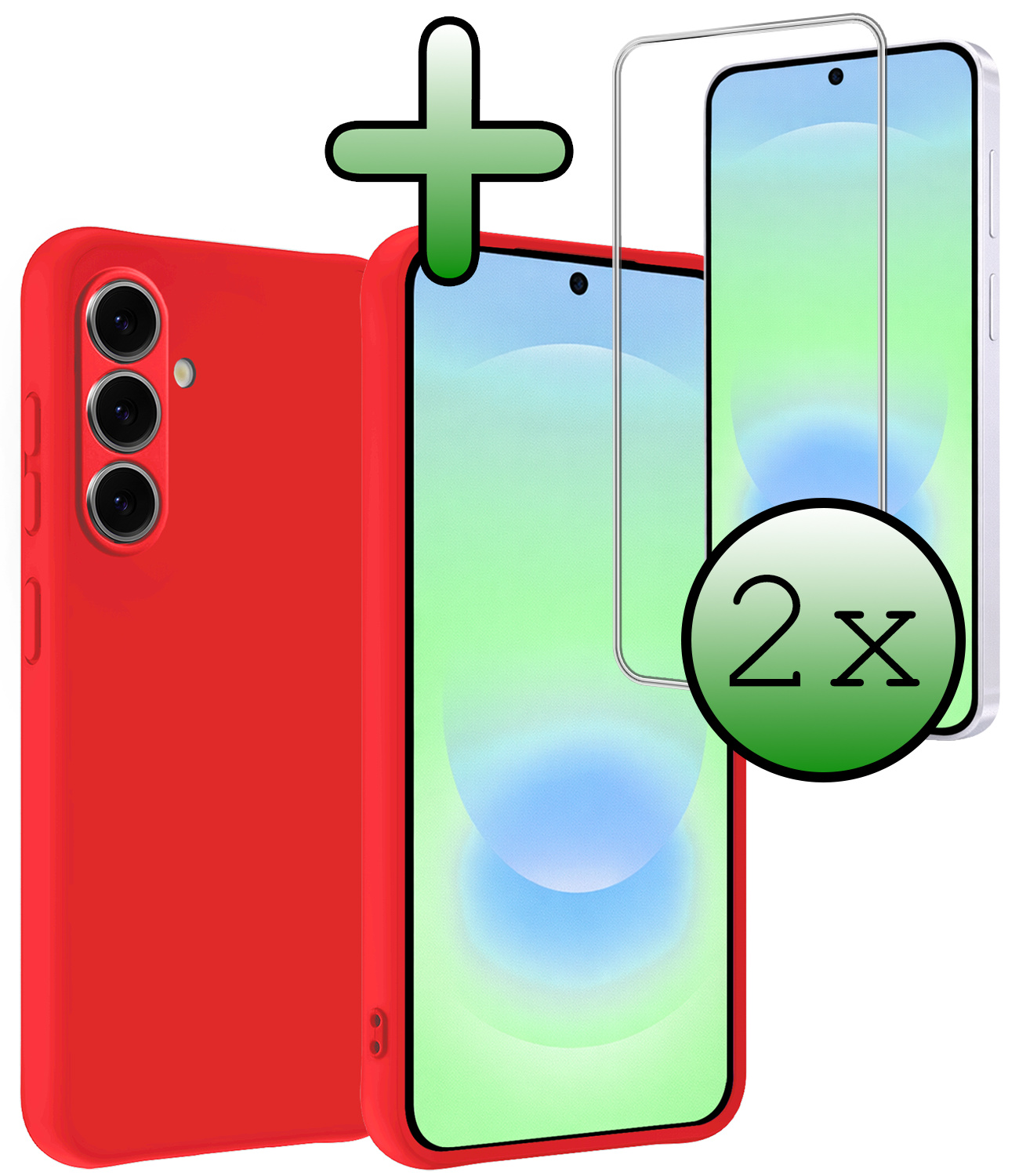 BASEY. BASEY. Samsung Galaxy A37 Hoesje Siliconen Met 2x Screenprotector - Rood