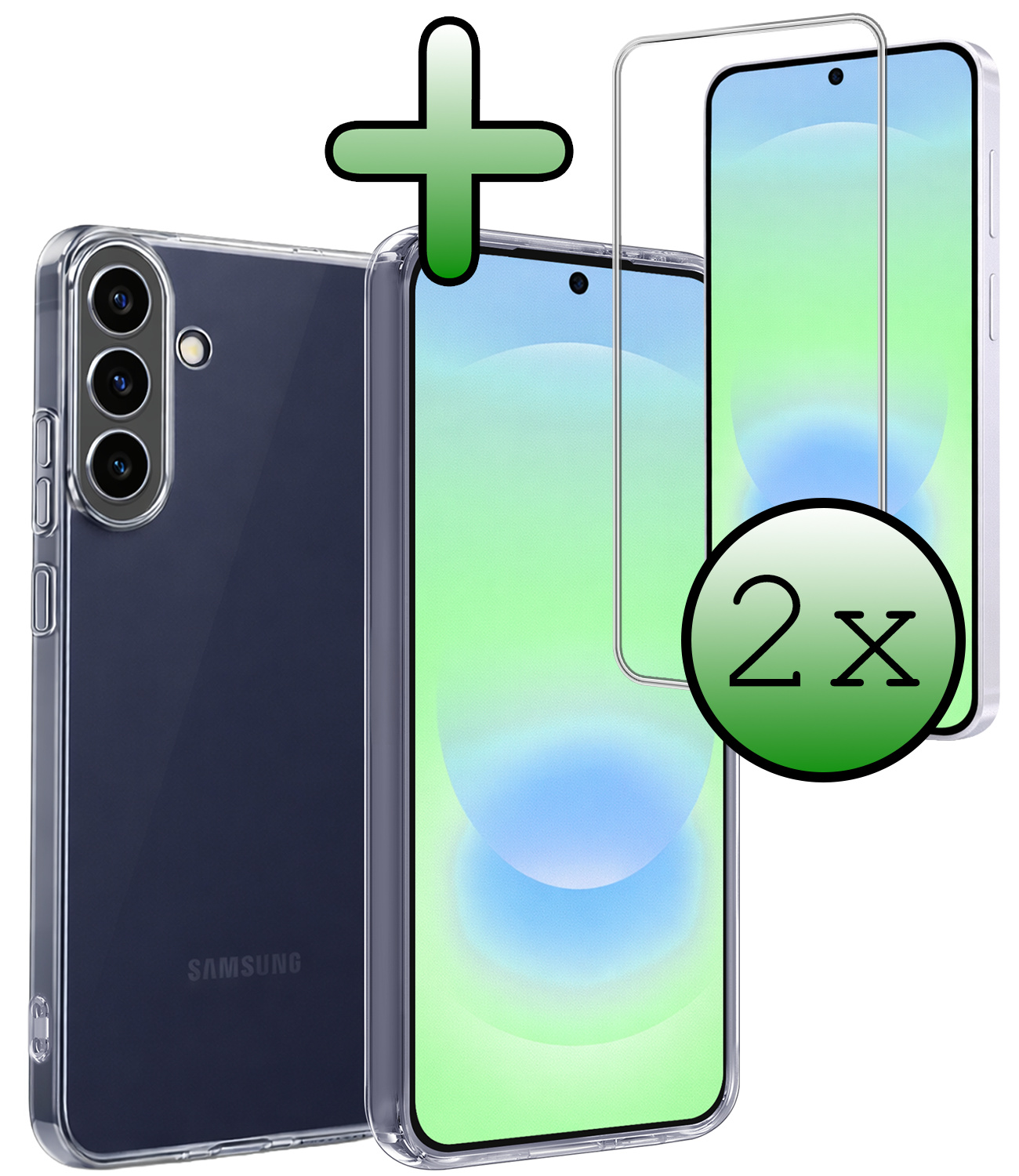 BASEY. BASEY. Samsung Galaxy A37 Hoesje Siliconen Met 2x Screenprotector - Transparant