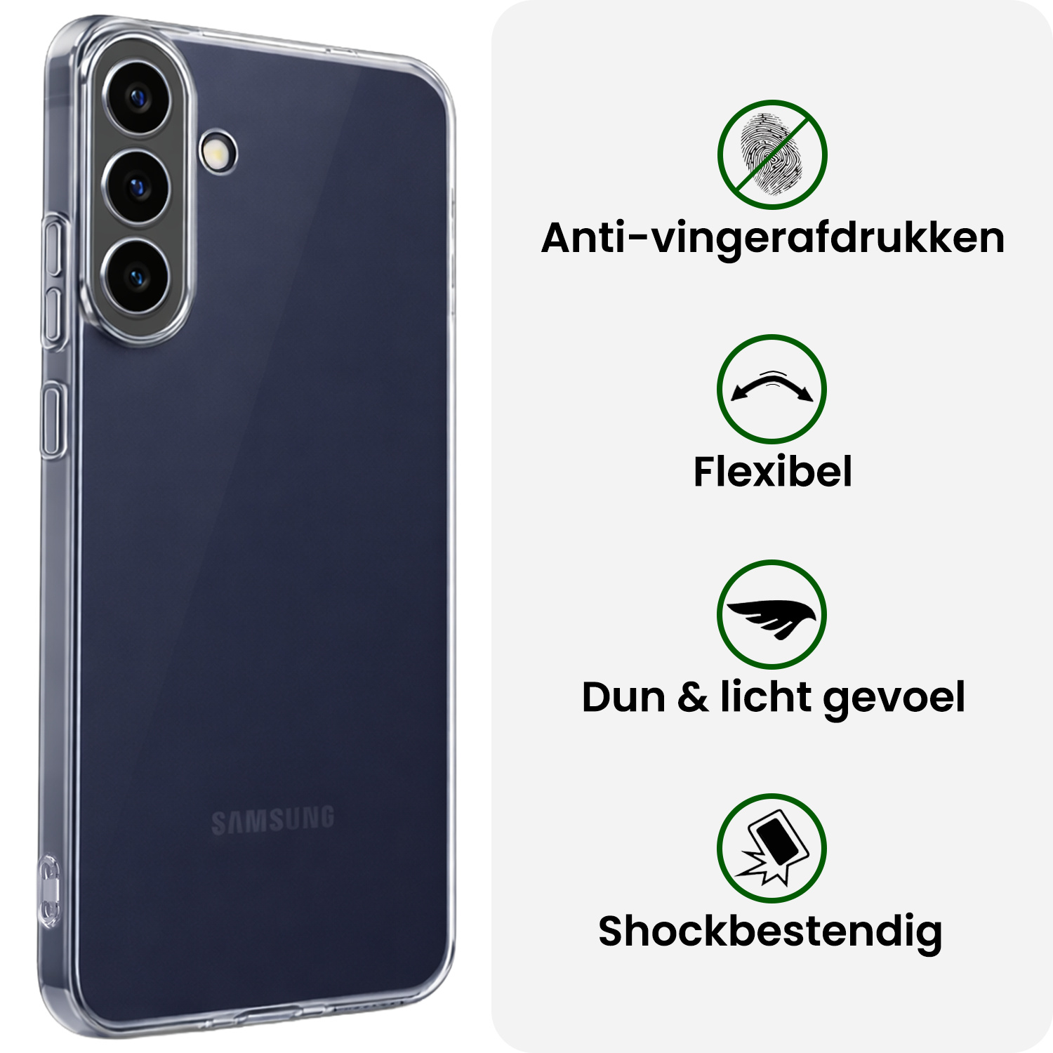 BASEY. BASEY. Samsung Galaxy A37 Hoesje Siliconen Met 2x Screenprotector - Transparant