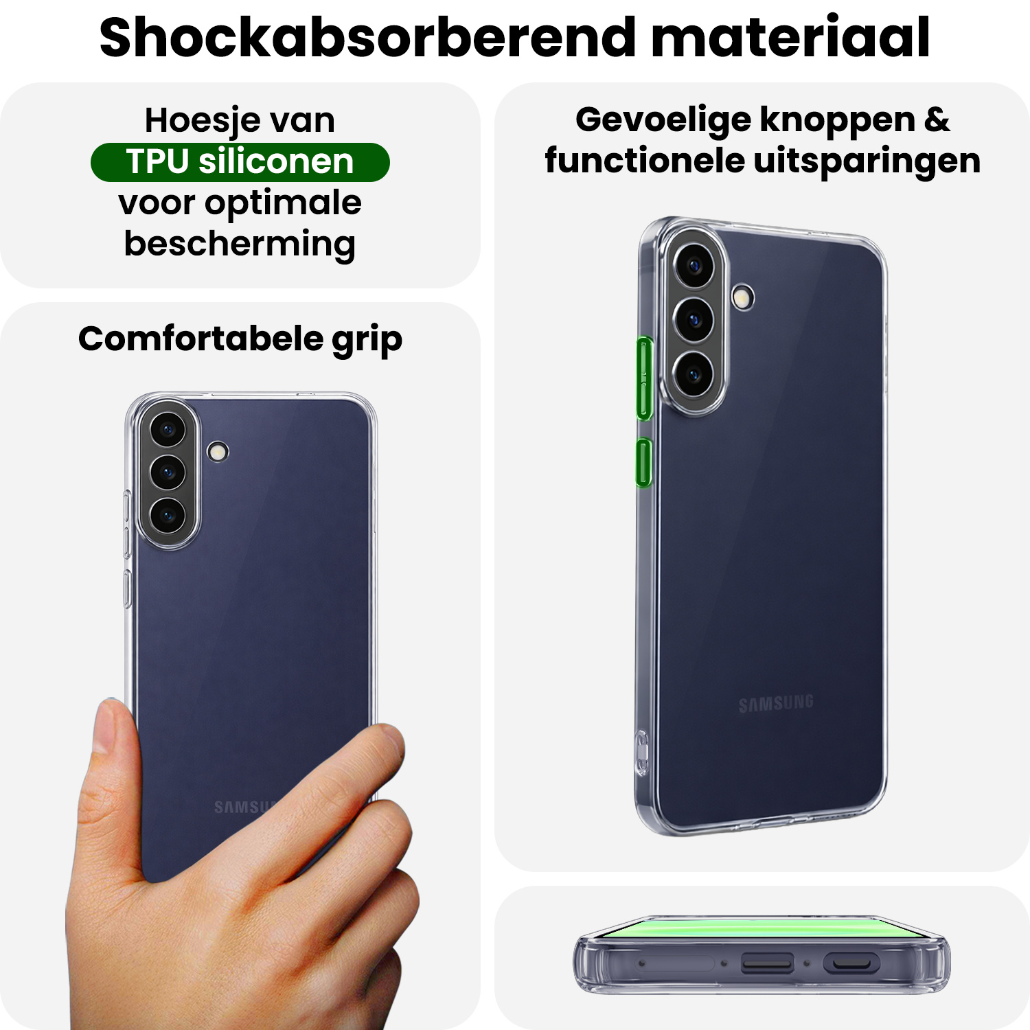 BASEY. BASEY. Samsung Galaxy A37 Hoesje Siliconen Met 2x Screenprotector - Transparant