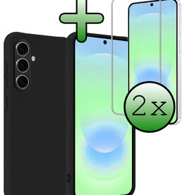 BASEY. BASEY. Samsung Galaxy A37 Hoesje Siliconen Met 2x Screenprotector - Zwart