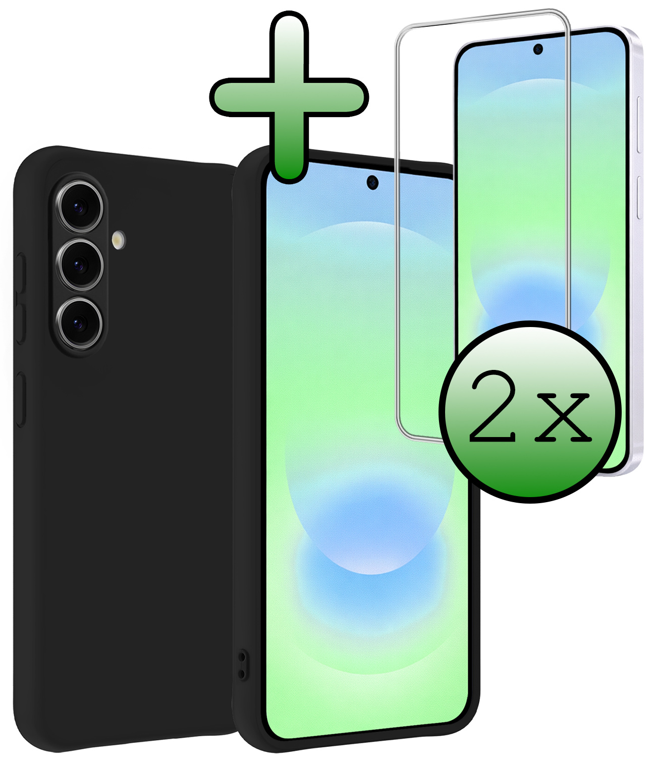 BASEY. BASEY. Samsung Galaxy A37 Hoesje Siliconen Met 2x Screenprotector - Zwart