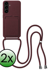 BASEY. BASEY. Samsung Galaxy A37 Hoesje Pashouder met Koord - Aubergine - 2 PACK