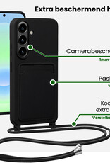 BASEY. BASEY. Samsung Galaxy A37 Hoesje Pashouder met Koord Met Screenprotector - Zwart