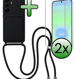 BASEY. BASEY. Samsung Galaxy A37 Hoesje Pashouder met Koord Met 2x Screenprotector - Zwart