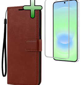 BASEY. BASEY. Samsung Galaxy A37 Hoesje Bookcase Met Screenprotector - Bruin