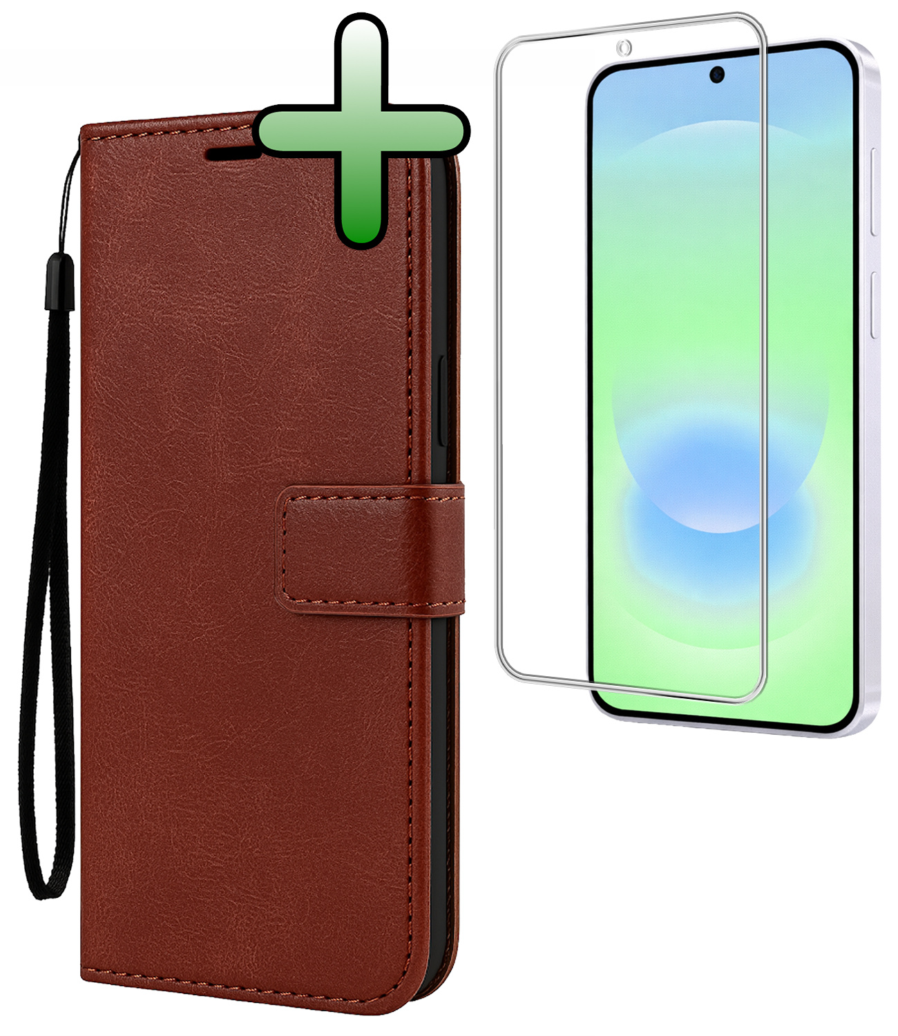 BASEY. BASEY. Samsung Galaxy A37 Hoesje Bookcase Met Screenprotector - Bruin