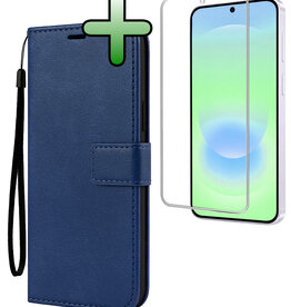 BASEY. BASEY. Samsung Galaxy A37 Hoesje Bookcase Met Screenprotector - Donkerblauw