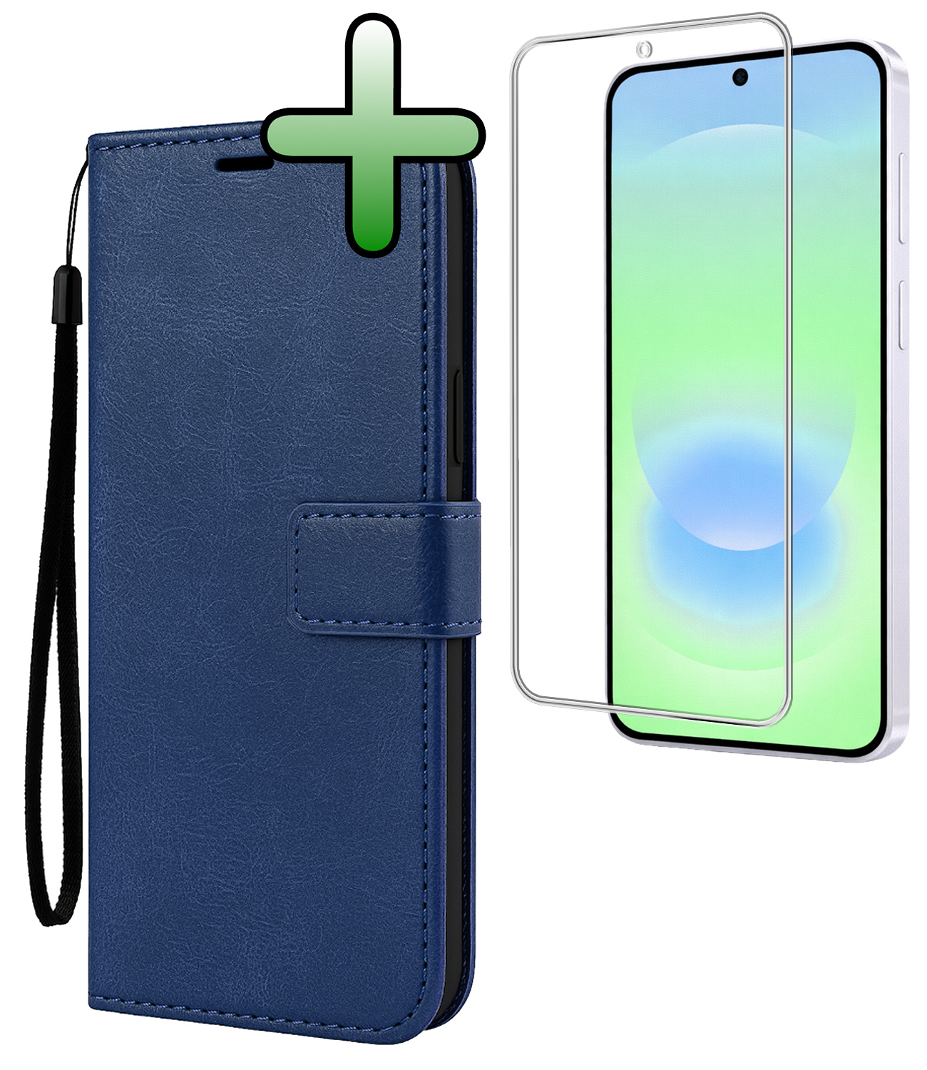 BASEY. BASEY. Samsung Galaxy A37 Hoesje Bookcase Met Screenprotector - Donkerblauw