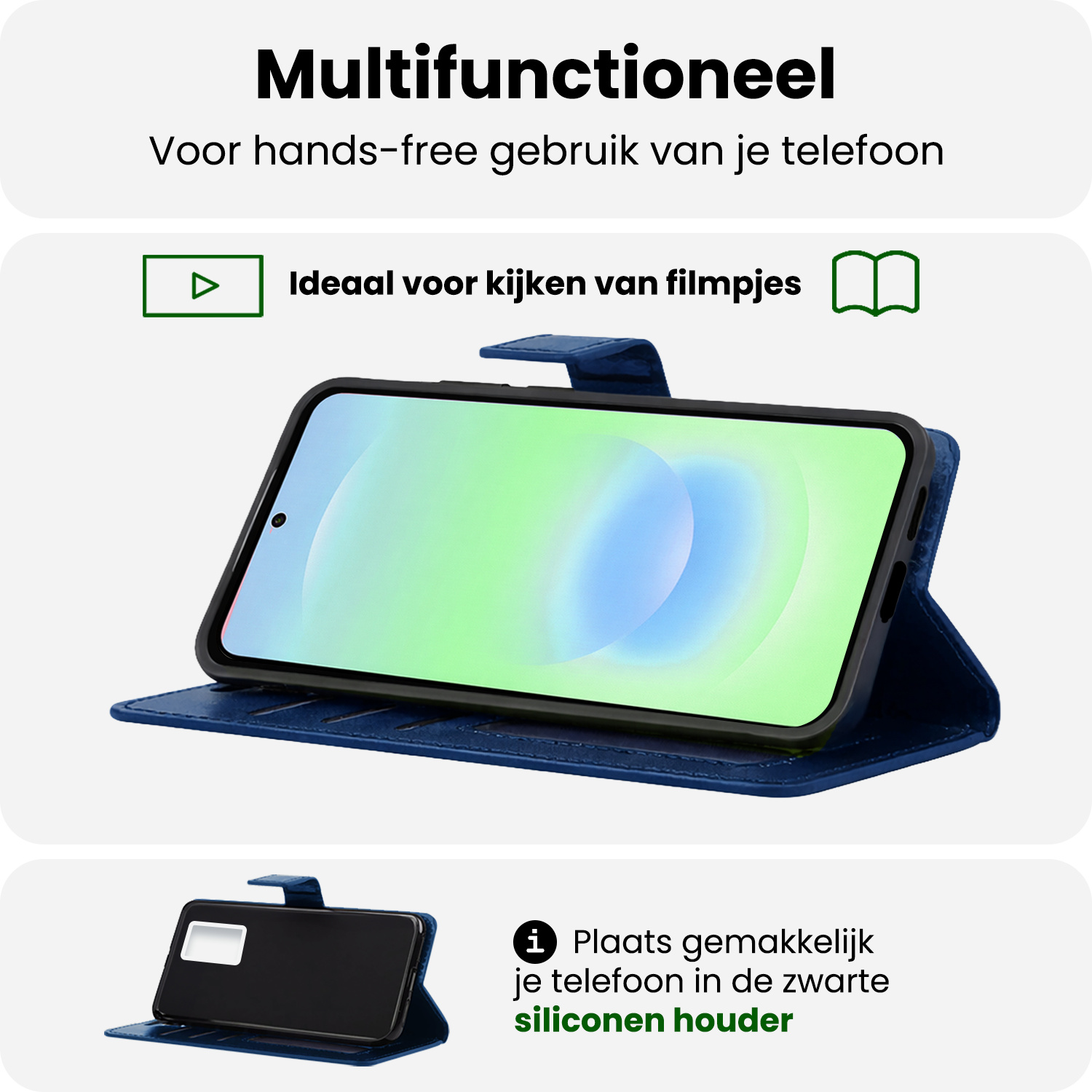 BASEY. BASEY. Samsung Galaxy A37 Hoesje Bookcase Met Screenprotector - Donkerblauw