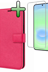 BASEY. BASEY. Samsung Galaxy A37 Hoesje Bookcase Met Screenprotector - Donkerroze