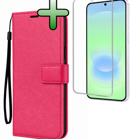 BASEY. BASEY. Samsung Galaxy A37 Hoesje Bookcase Met Screenprotector - Donkerroze