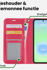 BASEY. BASEY. Samsung Galaxy A37 Hoesje Bookcase Met Screenprotector - Donkerroze