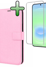 BASEY. BASEY. Samsung Galaxy A37 Hoesje Bookcase Met Screenprotector - Lichtroze