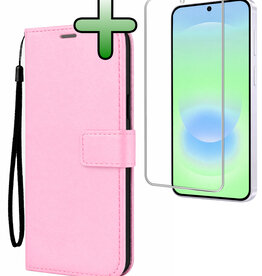 BASEY. BASEY. Samsung Galaxy A37 Hoesje Bookcase Met Screenprotector - Lichtroze