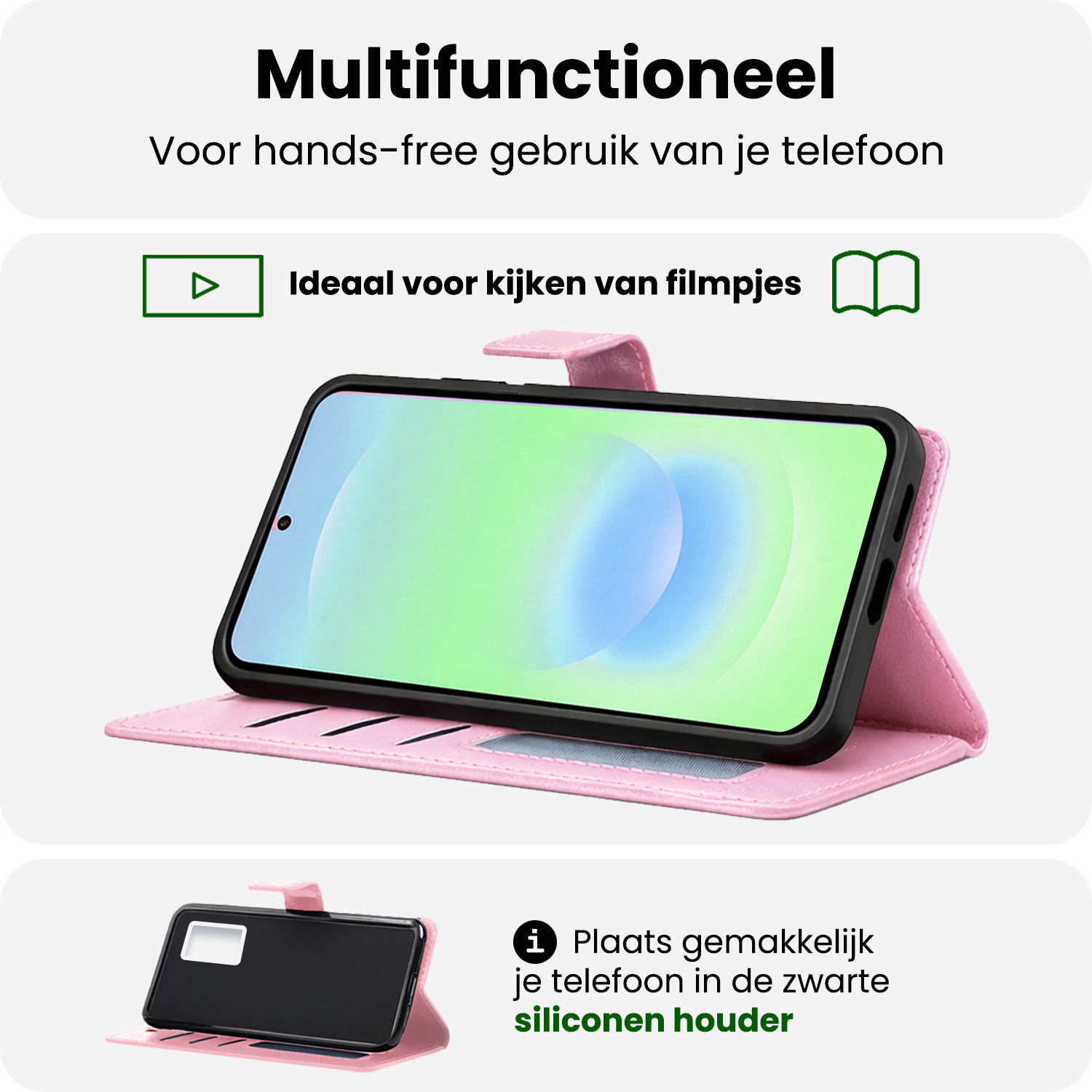 BASEY. BASEY. Samsung Galaxy A37 Hoesje Bookcase Met Screenprotector - Lichtroze