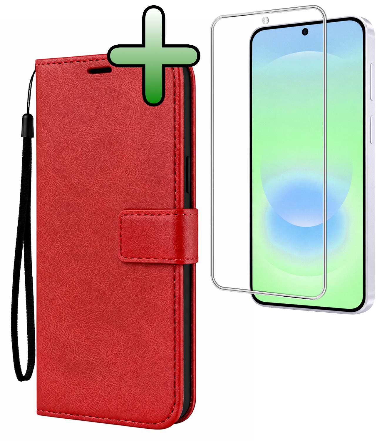 BASEY. BASEY. Samsung Galaxy A37 Hoesje Bookcase Met Screenprotector - Rood