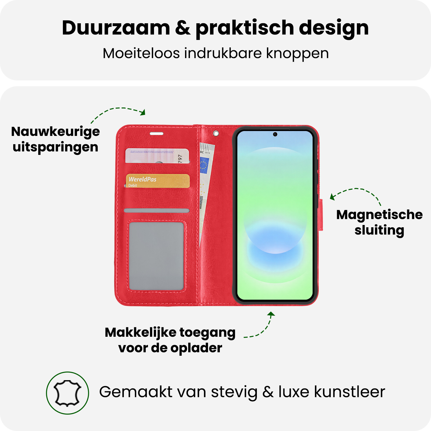 BASEY. BASEY. Samsung Galaxy A37 Hoesje Bookcase Met Screenprotector - Rood