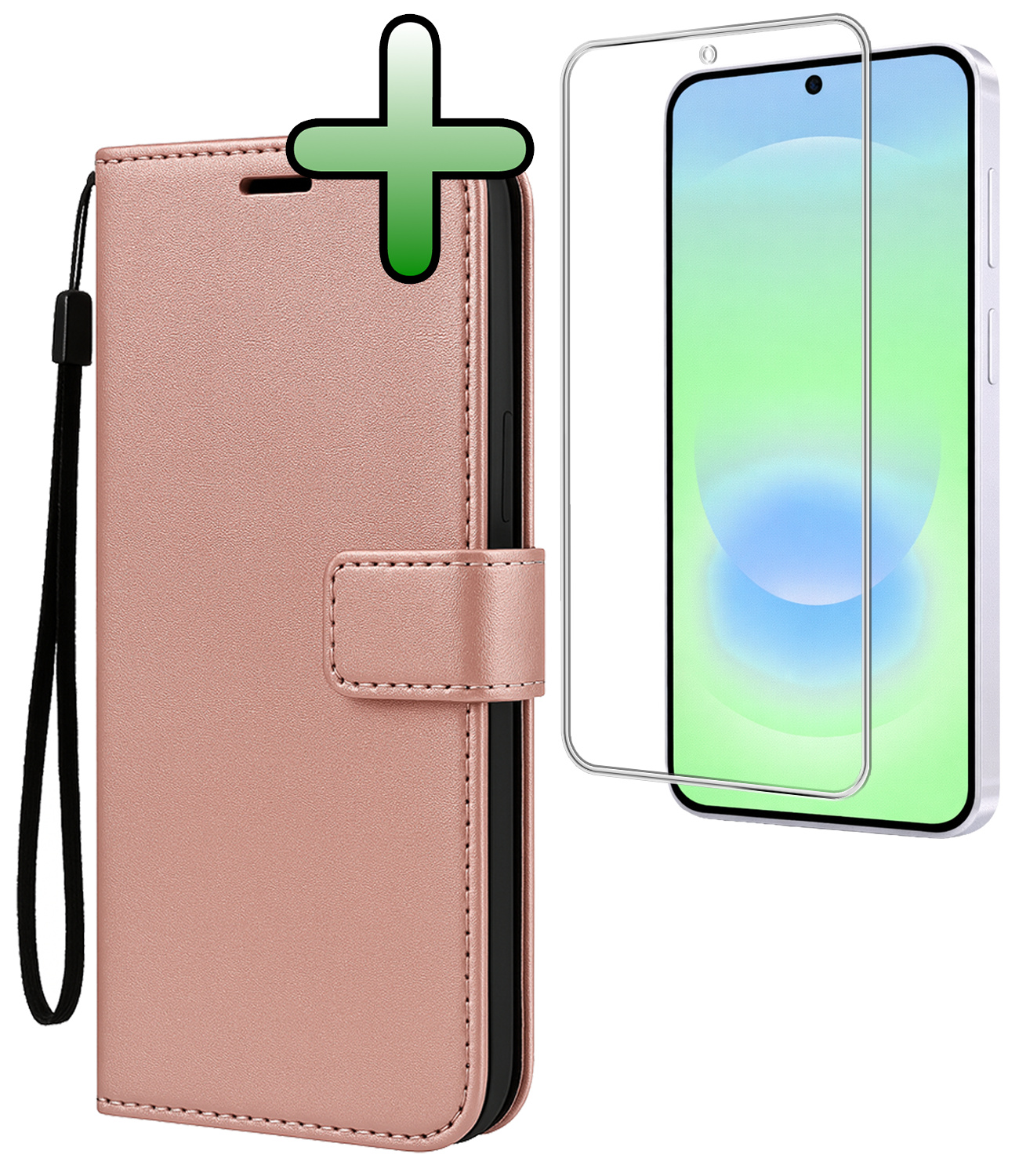 BASEY. BASEY. Samsung Galaxy A37 Hoesje Bookcase Met Screenprotector - Rose Goud