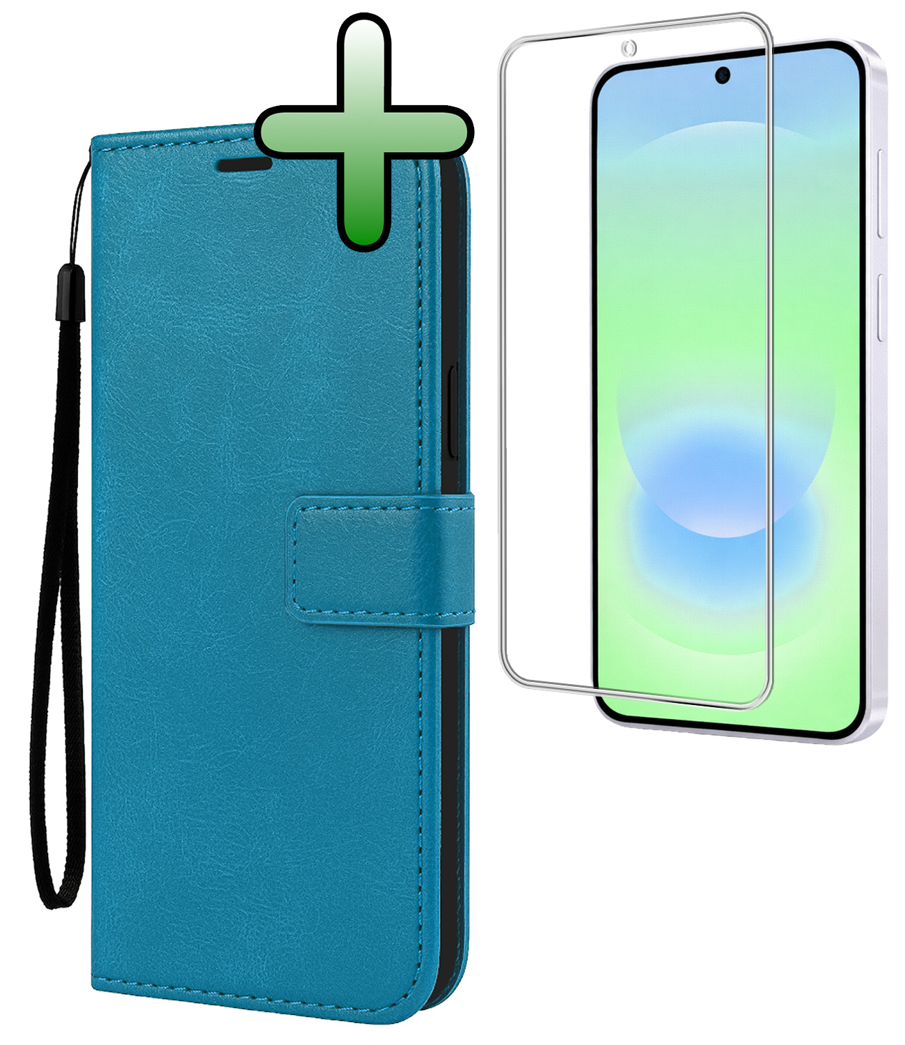 BASEY. BASEY. Samsung Galaxy A37 Hoesje Bookcase Met Screenprotector - Turquoise