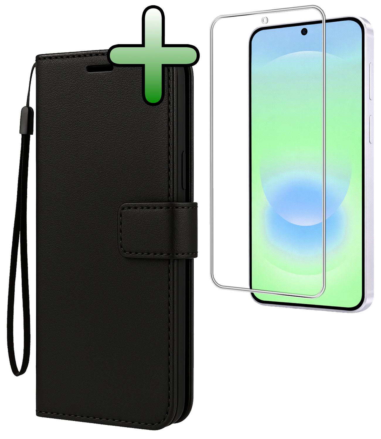 BASEY. BASEY. Samsung Galaxy A37 Hoesje Bookcase Met Screenprotector - Zwart