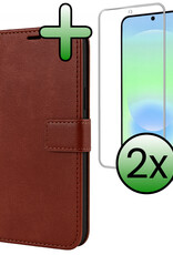 BASEY. BASEY. Samsung Galaxy A37 Hoesje Bookcase Met 2x Screenprotector - Bruin