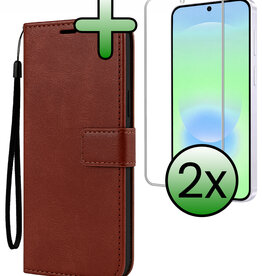 BASEY. BASEY. Samsung Galaxy A37 Hoesje Bookcase Met 2x Screenprotector - Bruin