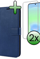 BASEY. BASEY. Samsung Galaxy A37 Hoesje Bookcase Met 2x Screenprotector - Donkerblauw