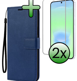 BASEY. BASEY. Samsung Galaxy A37 Hoesje Bookcase Met 2x Screenprotector - Donkerblauw