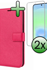 BASEY. BASEY. Samsung Galaxy A37 Hoesje Bookcase Met 2x Screenprotector - Donkerroze