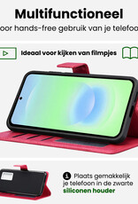 BASEY. BASEY. Samsung Galaxy A37 Hoesje Bookcase Met 2x Screenprotector - Donkerroze