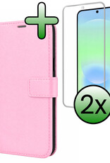 BASEY. BASEY. Samsung Galaxy A37 Hoesje Bookcase Met 2x Screenprotector - Lichtroze