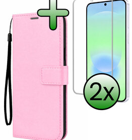 BASEY. BASEY. Samsung Galaxy A37 Hoesje Bookcase Met 2x Screenprotector - Lichtroze