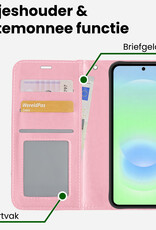 BASEY. BASEY. Samsung Galaxy A37 Hoesje Bookcase Met 2x Screenprotector - Lichtroze