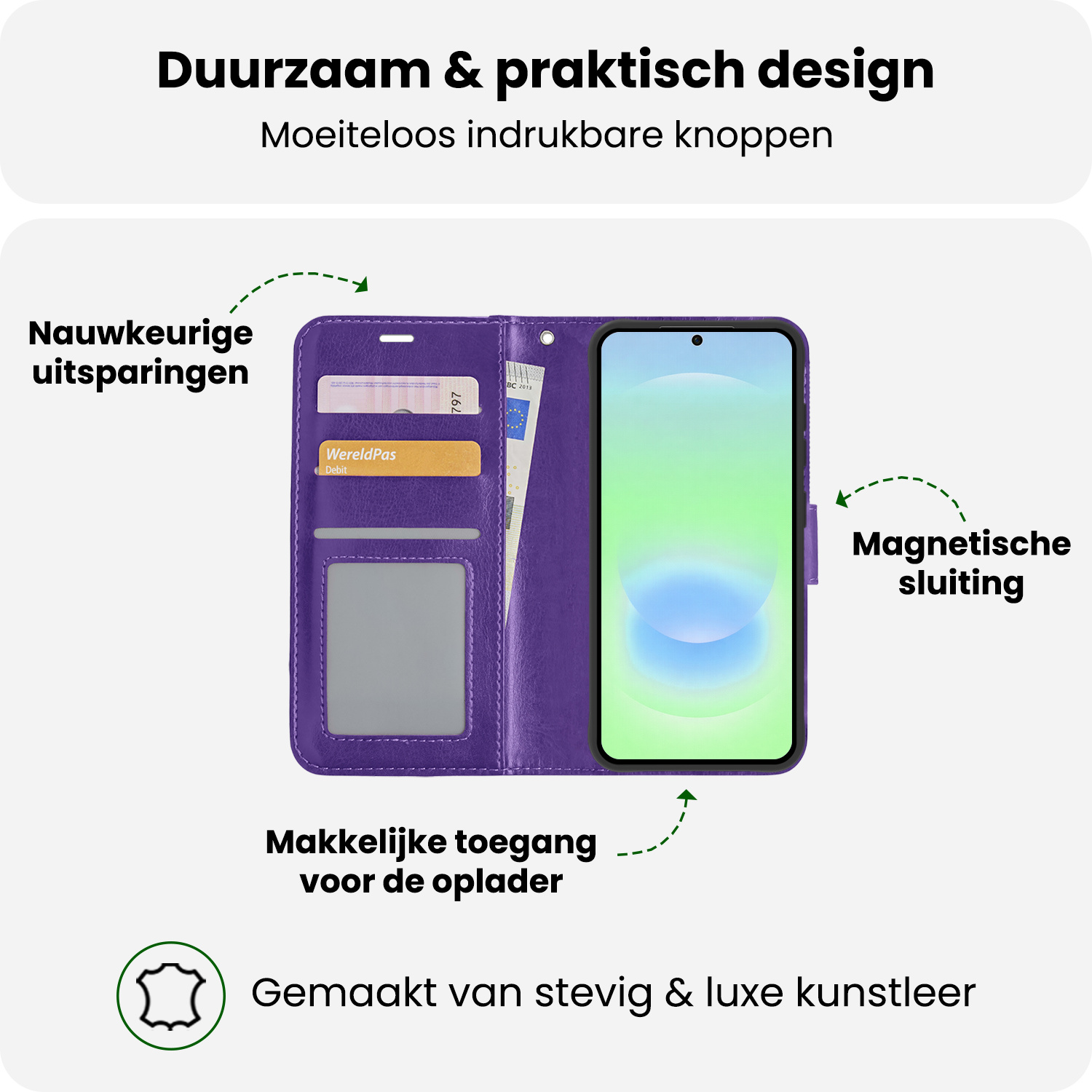 BASEY. BASEY. Samsung Galaxy A37 Hoesje Bookcase Met 2x Screenprotector - Paars