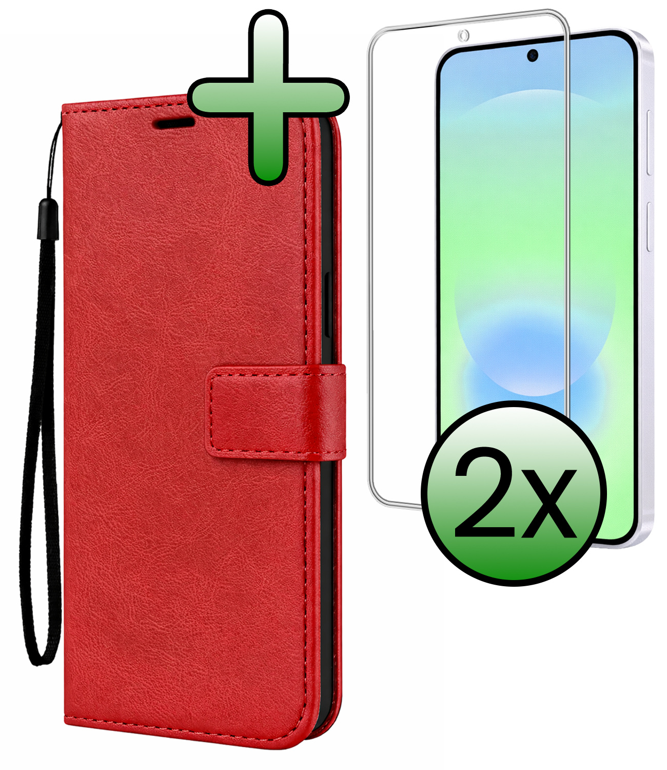 BASEY. BASEY. Samsung Galaxy A37 Hoesje Bookcase Met 2x Screenprotector - Rood