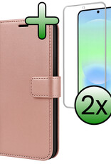 BASEY. BASEY. Samsung Galaxy A37 Hoesje Bookcase Met 2x Screenprotector - Rose Goud