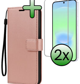 BASEY. BASEY. Samsung Galaxy A37 Hoesje Bookcase Met 2x Screenprotector - Rose Goud