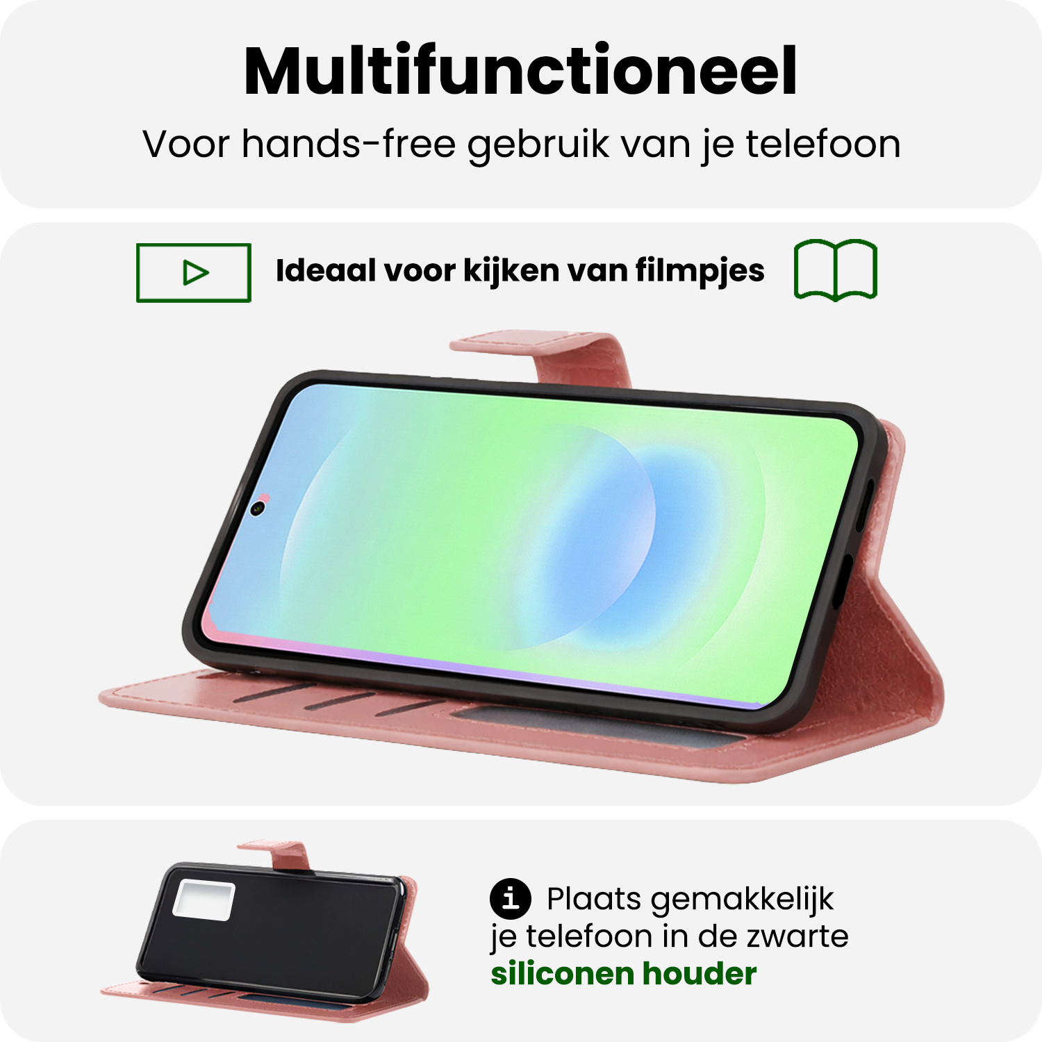 BASEY. BASEY. Samsung Galaxy A37 Hoesje Bookcase Met 2x Screenprotector - Rose Goud