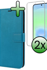 BASEY. BASEY. Samsung Galaxy A37 Hoesje Bookcase Met 2x Screenprotector - Turquoise