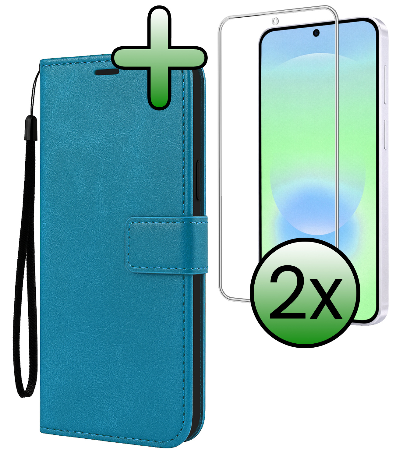 BASEY. BASEY. Samsung Galaxy A37 Hoesje Bookcase Met 2x Screenprotector - Turquoise