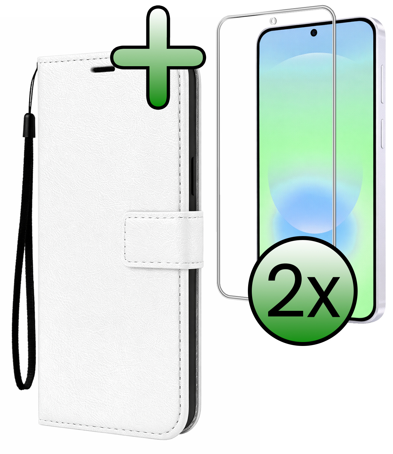 BASEY. BASEY. Samsung Galaxy A37 Hoesje Bookcase Met 2x Screenprotector - Wit