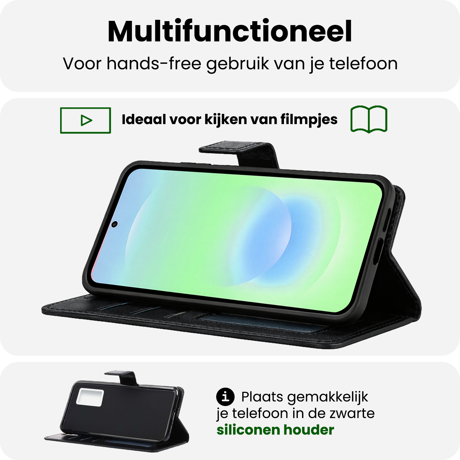 BASEY. BASEY. Samsung Galaxy A37 Hoesje Bookcase Met 2x Screenprotector - Zwart