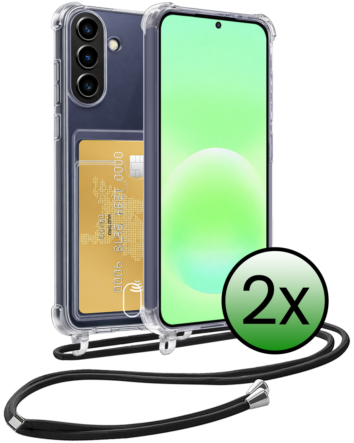 BASEY. BASEY. Samsung Galaxy A57 Hoesje Pashouder met Koord - 2 PACK